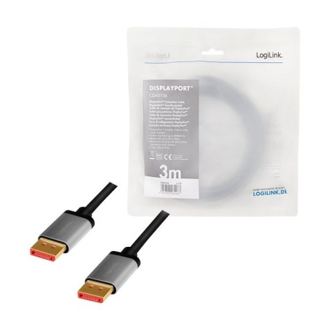 Kabel DisplayPort 8K/60 Hz,DP/M do DP/M aluminium 3m LogiLink