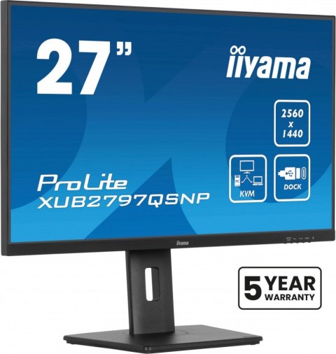 Monitor 27 cali XUB2797QSNP-B1,IPS,QHD,USB-c Dock,KVM,HDMI /5y/ IIYAMA