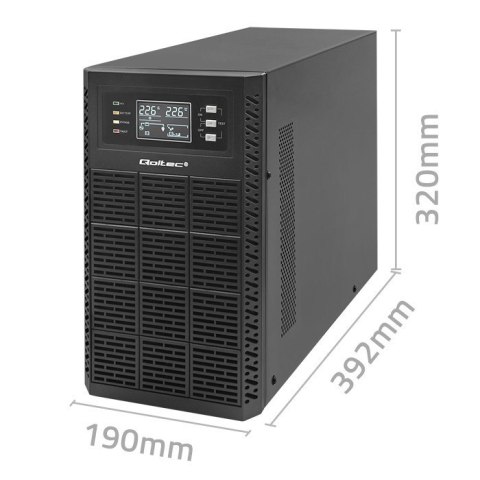 Zasilacz awaryjny UPS 3kVA | 3000W | Power Factor 1.0 | LCD | EPO| USB | On-line Qoltec