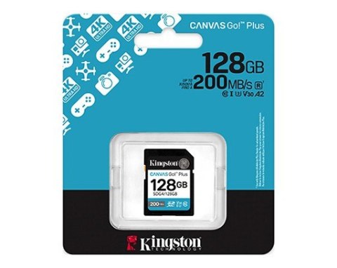 Karta pamięci SD 128GB Canvas Go Plus 200/MB/s C10 U3 V30 Kingston