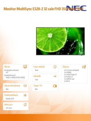 Monitor MultiSync E328-2 32 cale FHD 400cd/m2 16/7 NEC