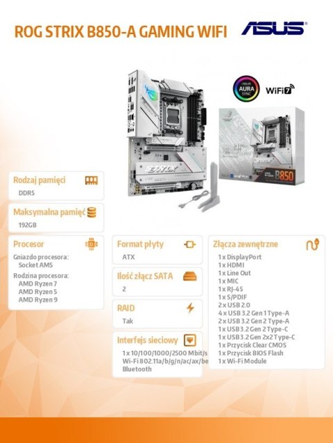 Płyta główna ROG STRIX B850-A GAMING WIFI Asus
