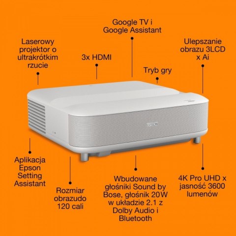 Projektor EH-LS670W 3LCD KD 4KUHD/3600L/5m:1/16:9/biały Epson