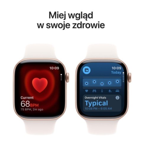 Watch Series 11 GPS, koperta 42 mm z aluminium w kolorze różowego złota, pasek sportowy w kolorze łagodnego różu - rozmiar M/L Apple
