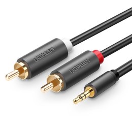 Kabel przewód audio 3.5 mm mini jack - 2x RCA 1.5m czarny UGREEN