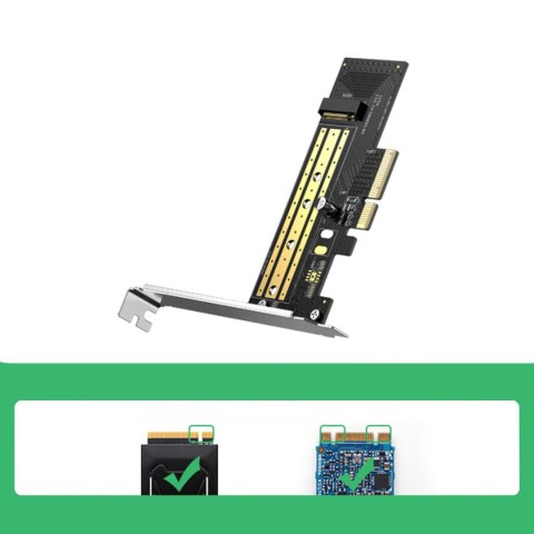 Karta rozszerzeń adapter dysku do komputera M.2 NVMe SATA PCIe 3.0 x4 32Gbps UGREEN