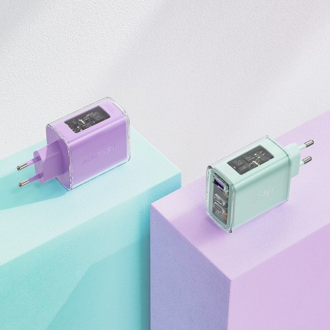 Ładowarka sieciowa GaN 65W 3 porty 1x USB 2x USB-C różowa ACEFAST