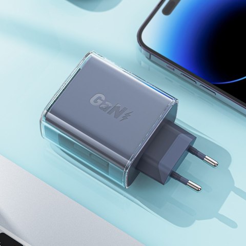 Ładowarka sieciowa GaN 65W 3 porty 1x USB 2x USB-C różowa ACEFAST