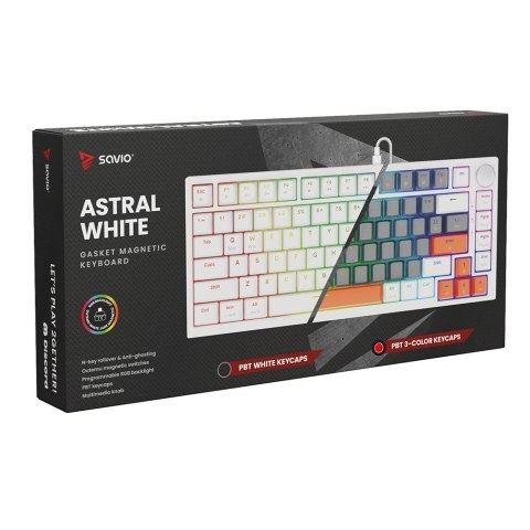 Klawiatura magnetyczna ASTRAL White OUTEMU White jade RGB 3 kolory keycapów Savio