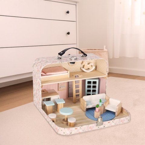 Domek dla lalek w walizce akcesoria drewniane mebelki Kik Sp. z o. o. Sp. k.