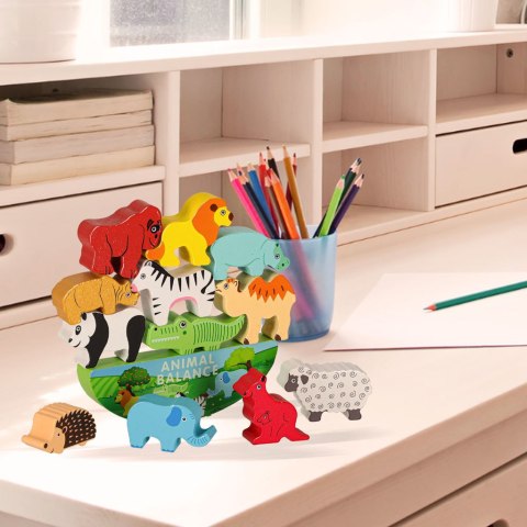 Gra zręcznościowa montessori układanka balansująca klocki zwierzątka drewniane Kik Sp. z o. o. Sp. k.