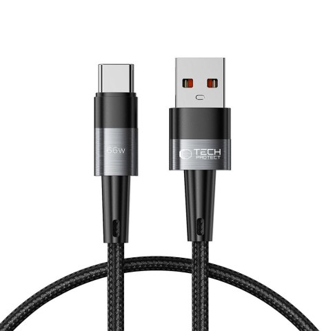 Kabel przewód USB-C - USB-A 66W 6A 0.25m - szary Tech-Protect