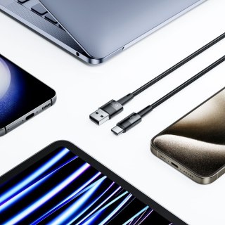 Kabel przewód USB-C - USB-A 66W 6A 0.25m - szary Tech-Protect