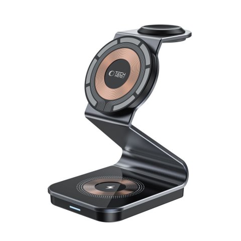 Ładowarka indukcyjna 3w1 z MagSafe na smartfon Apple Watch AirPods - czarna Tech-Protect