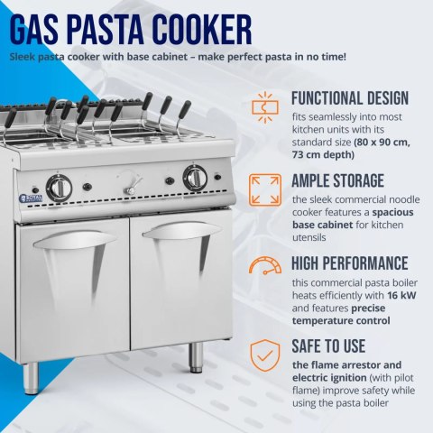 Warnik do makaronu makaroniarka na gaz propan butan / LPG / ziemny 4 x 4 kW Royal Catering