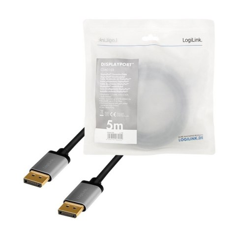 Kabel DisplayPort 4K/60 Hz,DP/M do DP/M,alu. 5m LogiLink