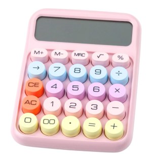 Kalkulator Szkolny Biurowy Na Baterie 12-Cyfrowy KK-816 Różowy LEAN
