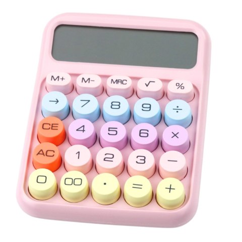 Kalkulator Szkolny Biurowy Na Baterie 12-Cyfrowy KK-816 Różowy LEAN