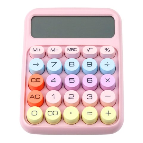 Kalkulator Szkolny Biurowy Na Baterie 12-Cyfrowy KK-816 Różowy LEAN