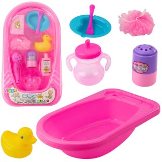 Zestaw Kąpielowy Dla Lalek Wanna Akcesoria Do Kąpieli Różowy LEAN Toys