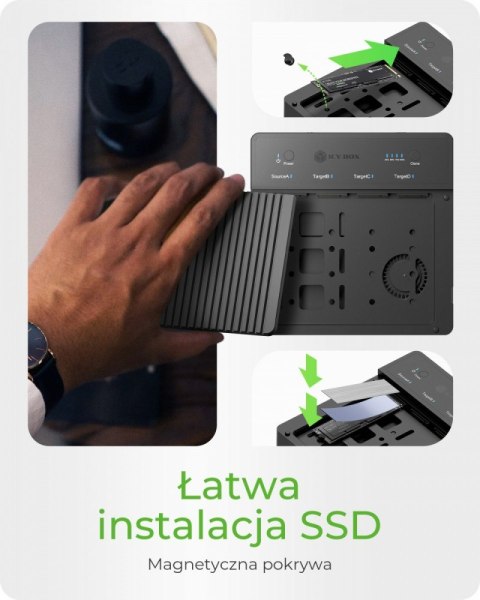 Duplicator (klonowanie 1:3) dla NVMe M.2 SSD IB-4013MCL-C4 4-Bay USB4 IcyBox