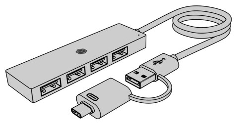 Hub IB-HUB1424-C3 4-Port USB Typ-A, złącze Typ-C/A IcyBox