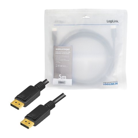 Kabel DisplayPort 8K 60Hz,4K/120Hz 5m Czarny LogiLink