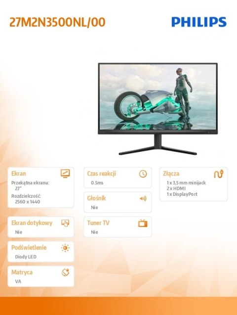 Monitor 27M2N3500NL 27 cali Fast VA 180Hz HDMIx2 DP Philips