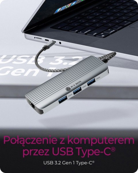 Stacja dokująca IB-DK4034a-CPD 6w1, HDMI,USB,PD,LAN IcyBox