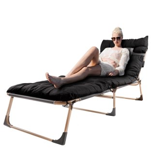 Łóżko turystyczne LUARO składane polowe biznesowe 193 cm czarny Kik Sp. z o. o. Sp. k.