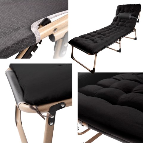 Łóżko turystyczne LUARO składane polowe biznesowe 193 cm czarny Kik Sp. z o. o. Sp. k.