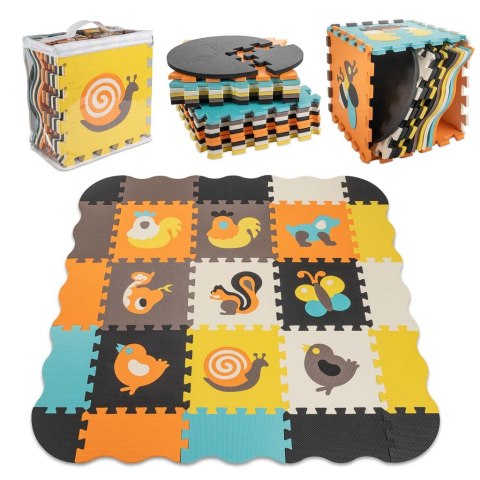 Mata edukacyjna piankowa puzzle zwierzątka kolorowa 114 x 114 cm 25 elementów Kik Sp. z o. o. Sp. k.