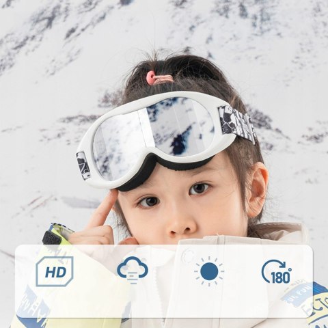 Gogle narciarskie dla dzieci Panda UV400 - czarno-białe Qunature
