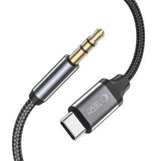 Kabel przewód audio USB-C - mini jack 3.5mm 1 m - czarny Tech-Protect