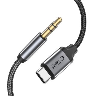 Kabel przewód audio USB-C - mini jack 3.5mm 1 m - czarny Tech-Protect