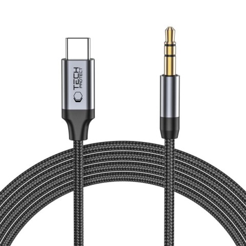 Kabel przewód audio USB-C - mini jack 3.5mm 1 m - czarny Tech-Protect