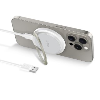 Ładowarka indukcyjna z podstawką kablem USB-A - USB-C MagSafe - biała Tech-Protect