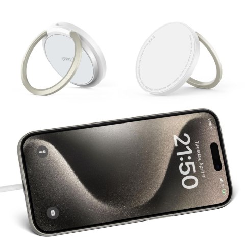 Ładowarka indukcyjna z podstawką kablem USB-A - USB-C MagSafe - biała Tech-Protect