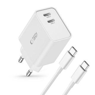 Ładowarka sieciowa C35W 2x USB-C z kablem USB-C 35W - biała Tech-Protect