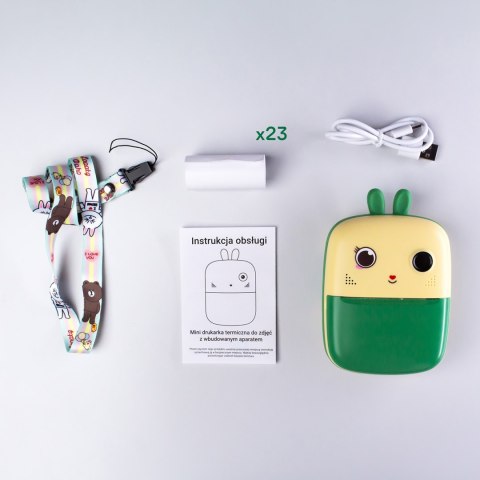 Mini drukarka termiczna z aparatem fotograficznym i kamerą HURC10Z - zielona HURTEL