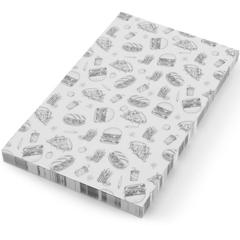 Papier pergaminowy do przekąsek frytek 25x35 cm wzór fast food - 500 szt. Hendi