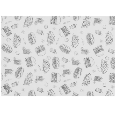 Papier pergaminowy do przekąsek frytek 25x35 cm wzór fast food - 500 szt. Hendi