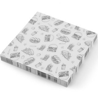 Papier pergaminowy do przekąsek frytek 30.5x30.5 cm wzór fast food - 500 szt. Hendi