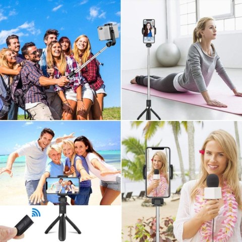 Selfie stick kijek statyw do zdjęć tripod Bluetooth do 72cm - czarny Tech-Protect