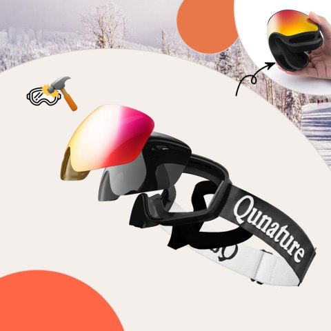 Gogle narciarskie dziecięce nieparujące UV400 M/L - czarne Qunature