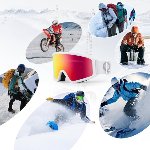 Gogle narciarskie nieparujące dla dorosłych UV400 - białe Qunature