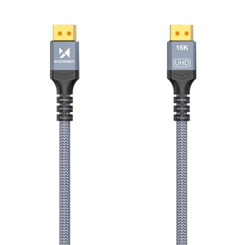 Kabel przewód DisplayPort z ceryfikatem VESA 80 Gb/s 16K HDR HDCP DSC 1m - czarny WOZINSKY