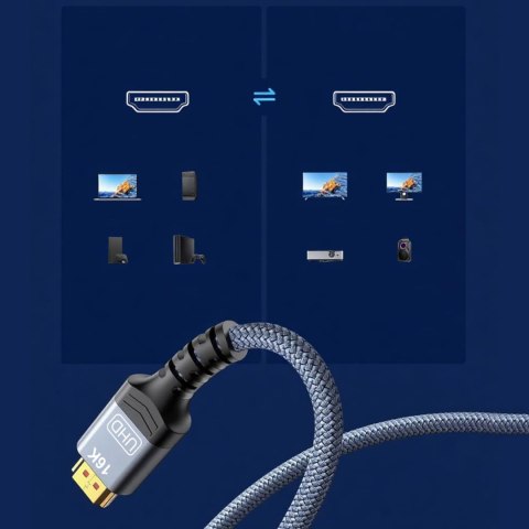 Kabel przewód DisplayPort z ceryfikatem VESA 80 Gb/s 16K HDR HDCP DSC 1m - czarny WOZINSKY