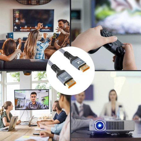 Kabel przewód DisplayPort z ceryfikatem VESA 80 Gb/s 16K HDR HDCP DSC 1m - czarny WOZINSKY