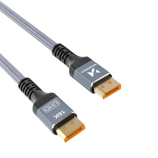 Kabel przewód DisplayPort z ceryfikatem VESA 80 Gb/s 16K HDR HDCP DSC 3m - czarny WOZINSKY